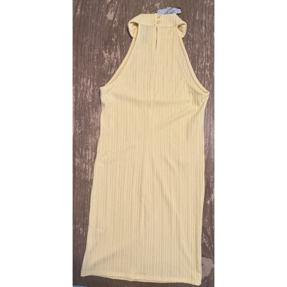 Forever 21 Butter Pastel Yellow Mini Halter Dress Bodycon NWT Ribbed SMALL - Picture 11 of 11